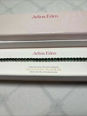 Adina Eden Gold-Plated Bracelet with Green Emerald-like Cubic Zirconia
NEW